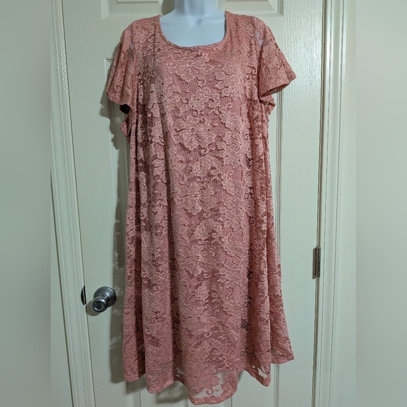 Lane Bryant Dresses & Skirts - NWT Lane Bryant Pink Lace Swing Dress Size 18/20 Women's Plus